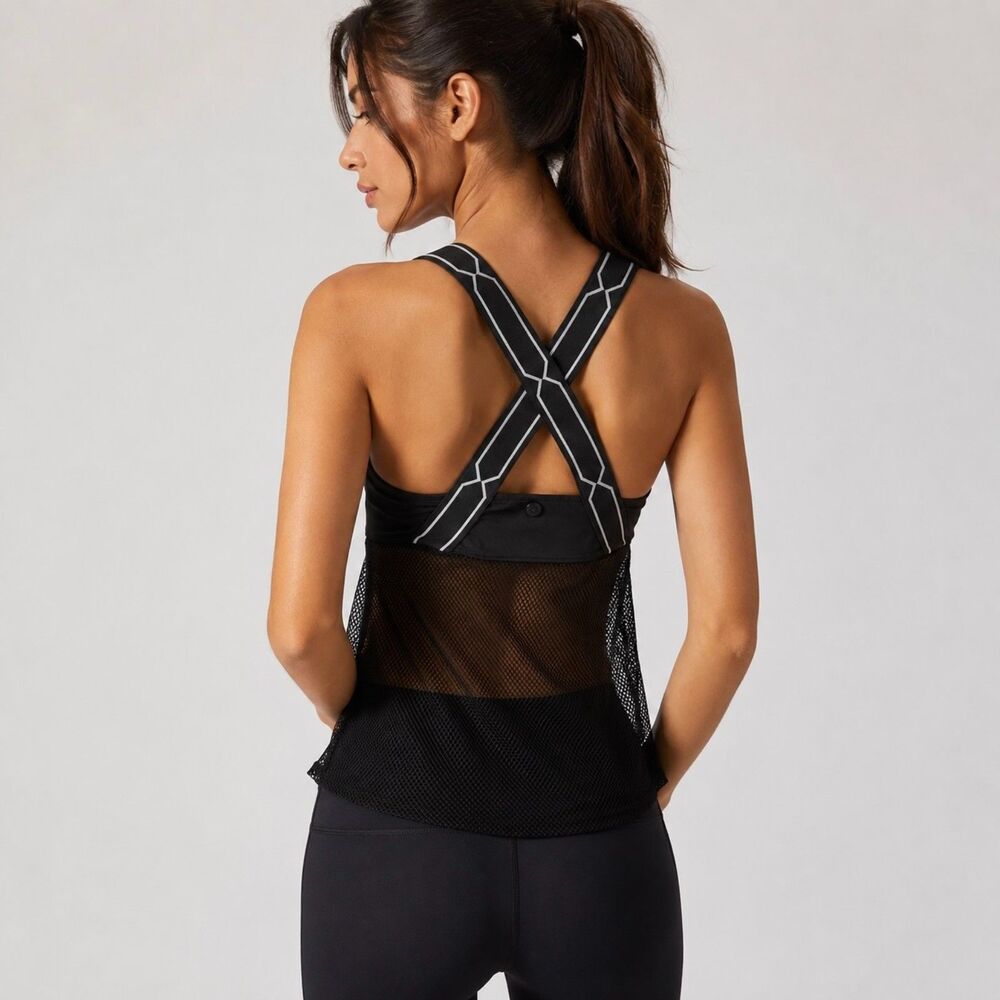Hunter x Target Mesh Workout Tank Top Womens M Black Open Back Activewear NEW